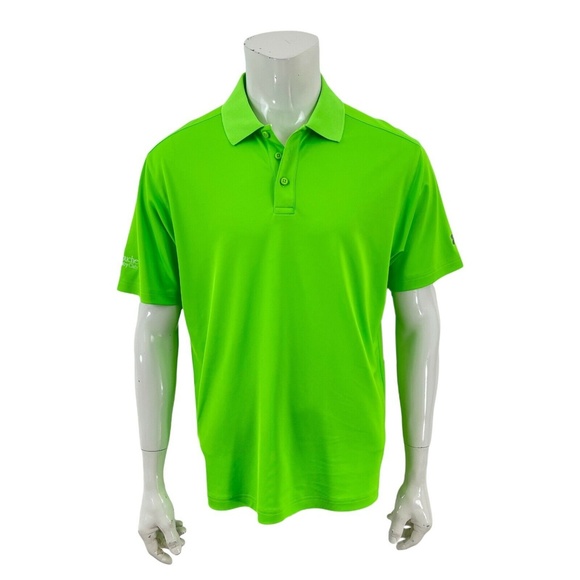 Under Amour Loose Heatgear Fluorescent Green Golf Polo Shirt Youche CC Mens L - Picture 3 of 11